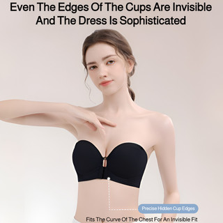 Áo ngực không dây Brelira, cài trước, nâng ngực, chống trượt, có đệm, điều chỉnh được, không đường may, dành cho nữ.