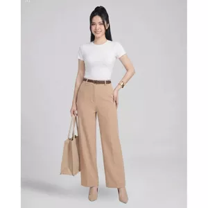 Quần Ống Suông Nữ Cạp Cao Ánh Kim