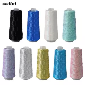 Sợi bạc vàng SMILE, Sợi lõi bạc mịn nhiều màu, Hàng len đan dây lõi bạc vàng Bilingbulingbuling Màu kim loại Sợi sáng bóng Túi dệt