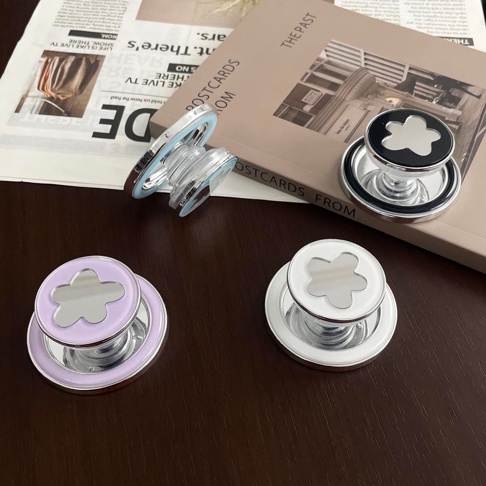 Popsocket Gương Họa Tiết Hoa Nam Châm Có Thể Gập Lại Giá Đỡ Điện Thoại Nam Châm