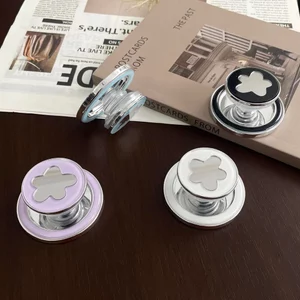 Popsocket Gương Họa Tiết Hoa Nam Châm Có Thể Gập Lại Giá Đỡ Điện Thoại Nam Châm