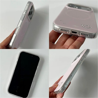 Ốp Điện Thoại Từ Tính Cho iPhone 17ProMax 17Pro 17 16ProMax 16Pro 16 15ProMax 15Pro Vỏ iPhone Apple Vỏ Điện Thoại Chống Rơi Kem Đơn Giản Chấm Kim Cương Trái Tim