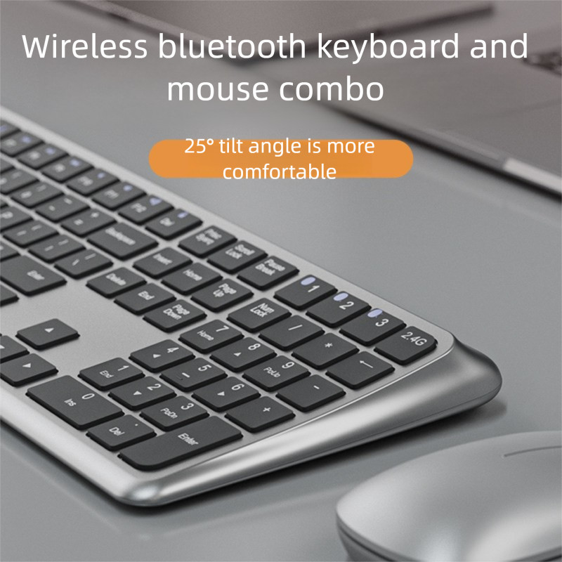 Bàn phím Bluetooth không dây 2.4G Silent Three Mode Ergonomics