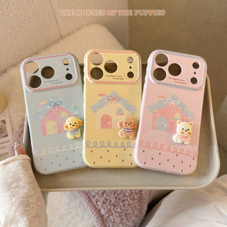 Hàn Quốc Hoạt Hình Dễ Thương 3D Puppy House Tình Yêu Khung Trái Tim Ốp Lưng Điện Thoại iPhone 17Promax 12 13 14 15 16 Pro Max Chống Sốc Silicon Mềm Nữ Điện Thoại Di Động