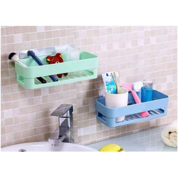Kệ Nhựa Dán Tường Nhà Tắm, Khay Treo Tường Chữ Nhật, Đựng Đồ Phòng Tắm Nhà Bếp Chịu Lực