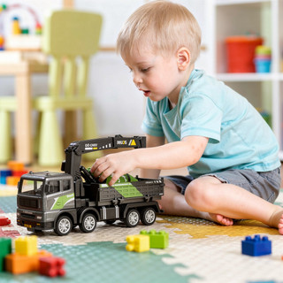 Diecast Cần cẩu Xe tải Đồ chơi quán tính Hợp kim ABS Xe xây dựng Bộ đồ chơi giáo dục trẻ em