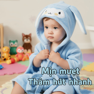 Áo choàng tắm cho bé có mũ trùm đầu lông cừu san hô thấm mềm nhanh khô ấm động vật có mũ trùm đầu Khăn chăn