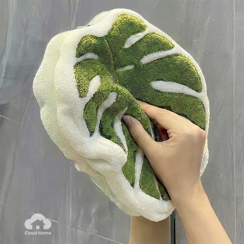 🌤️COD🌤️Khăn Lau Tay Treo Tường Hình Lá Monstera Siêu Thấm, Khăn Lau Bếp Lau Tay Đa Năng Trang Trí