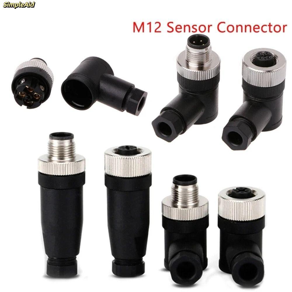 [Vận chuyển nhanh] Đầu nối cảm biến M12 SIMPLEAID, phích cắm nam & nữ PG7 4 5 8 Pin, Góc uốn cong chống nước chất lượng cao M12 Phích cắm hàng không gia đình
