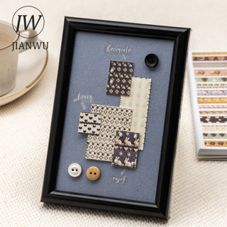 JIANWU Đảo Dệt Giấc Mơ Series Vintage Dệt Kim Họa Tiết Phong Cảnh Chất Liệu Cắt Băng Sáng Tạo DIY Tạp Chí Văn Phòng Phẩm