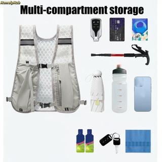 Áo vest chạy bộ HOMELYHUB với túi đựng bình nước và giá đỡ điện thoại, thiết kế phản quang, làm từ nylon nhẹ và chống thấm nước.