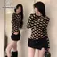 Jumpsuit tweed vintage kẻ sọc màu sắc tương phản, thời trang Y2K, dáng bodycon gợi cảm