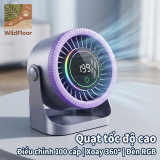 Quạt Để Bàn Di Động Im Lặng Turbofan 2 Trong 1 LED RGB Xoay 360 Độ Có Thể Sạc Lại Phòng Ngủ Văn Phòng