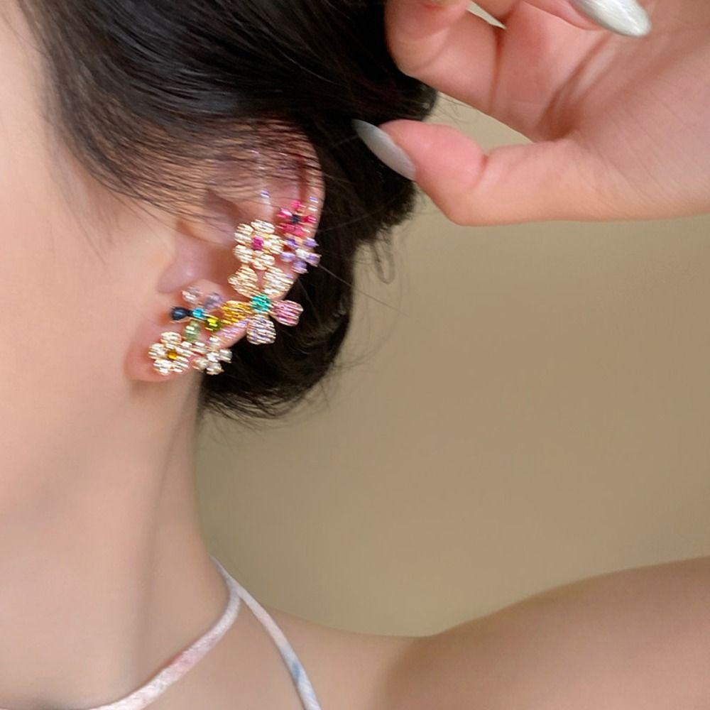 Móc tai dài IFANIN hoa nhiều màu sắc, thiết kế sang trọng từ hợp kim thời trang