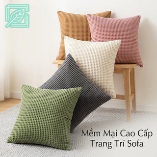 Nhung Đệm Sofa Gối Sọc Vuông Mềm Mại Sang Trọng Chống Trơn Trượt Có Thể Giặt Trang Trí Nhà