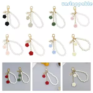 Unstop * Móc khóa hoa hồng và ngọc trai thời trang cho chìa khóa ô tô Charm móc khóa thủ công