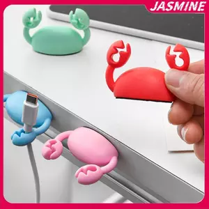 JASMINE Dễ Thương Cua Cáp Tổ Chức Kẹp Cáp Dữ Liệu Giá Đỡ Điện Thoại Di Động Cáp Sạc Người Tổ Chức Fixer Bàn Tự Dính Dây Tidy Giá Đỡ JASMINE