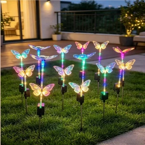 Năng Lượng Mặt Trời Dạ Quang Cực Sợi Quang Bướm Ánh Sáng Sân Ngoài Trời Sân Vườn Sàn Cắm Ánh Sáng Hộ Gia Đình Sân Vườn led Trang Trí Bãi Cỏ TZ1K