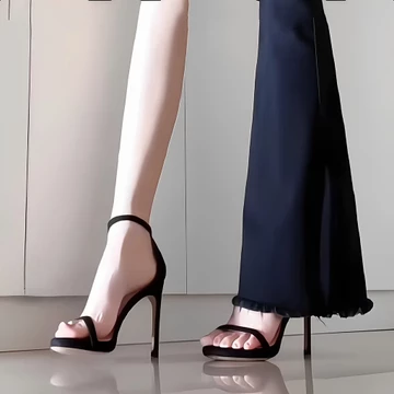 Giày Sandal Dây Đeo Một Chữ Nữ Mùa Hè 2025 Phong Cách Mới Influencer Phiên Bản Hàn Quốc Phù Hợp Với Giày Đơn Nghi Thức Giày Cao Gót Đen Giày Cao Gót Nữ Stiletto Giày Cao Gót