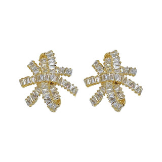 Phong Cách Pháp Zircon Nơ Bông Tai Thích Hợp Ánh Sáng Tinh Tế Sang Trọng Cao Cấp Khóa Tai Siêu Nhấp Nháy Công Nghiệp Nặng Bông Tai Quấn 26..OFNG