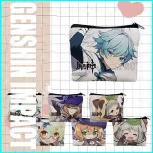 HT2 Anime Genshin Tác Động Tiền Xu Túi Đựng Mỹ Phẩm Túi Vải Thời Trang Túi Cầm Tay Hoạt Hình Chongyun Lisa Quà Tặng TH2