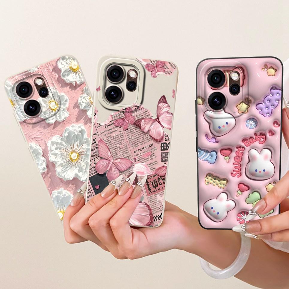 Ốp Lưng Silicon Lỏng Cho Oppo Reno15 F 15 Pro 5G Ốp Điện Thoại Thạch Nữ Tính Hoa Bướm Nơ Họa Tiết Vỏ CPH2801 CPH2813