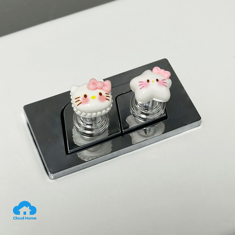 🌤️COD🌤️Máy ép bồn cầu Sanrio Hello Kitty Nút ép bồn cầu Phòng tắm Nút nước Công tắc đẩy Phòng tắm Bảo vệ móng tay Đẹp