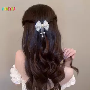 < Honeyba > Nơ, Kẹp Ngọc Trai, Mũ Đội Đầu Nữ Tính, Kẹp Nửa, Kẹp Tóc Mùa Xuân Đa Năng, Kẹp Tóc Tính Khí Thời Trang Đẹp
