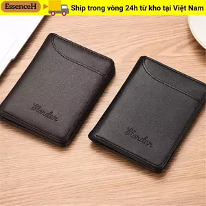 ESSENCEH Ví Nam Kinh Doanh Da PU Thẻ Tín Dụng Kẹp Tiền Bifold