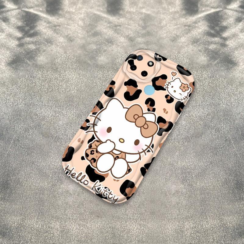 Thích hợp cho Realme C12 C15 C25 C25S C21Y C25Y Narzo 30A Narzo 20 3D Vỏ kem TPU mềm in họa tiết da báo Kitty Vỏ điện thoại chống sốc