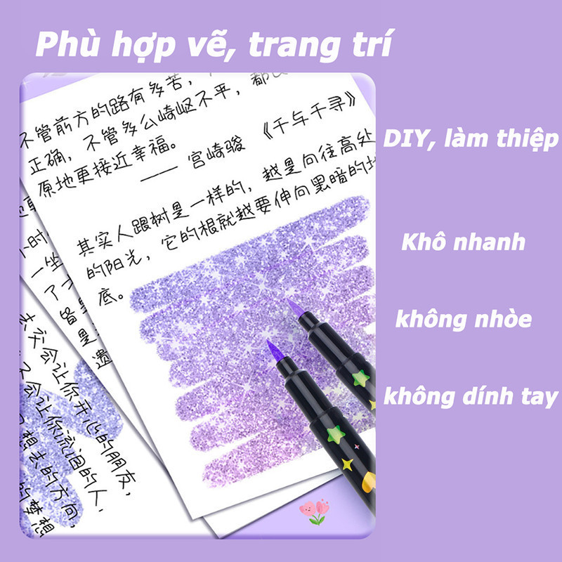 Hộp 48 Chiếc 96 Màu Nhũ Kim Tuyến Đầu Mềm Acrylic Marker,Bút Lông Đầu Mềm Nhanh Khô,Màu Vẽ Sáng Tạo