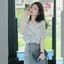 Áo sơ mi ngắn tay chuyên nghiệp sọc kiểu Pháp Áo sơ mi nữ mùa hè Áo sơ mi voan xù không đều cao cấp