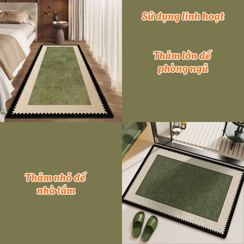 Bộ 2 Thảm Trải Sàn Nhà Bếp Siêu Thấm Hút DINO - Thảm Lau Chân Chống Trơn Trượt, Decor Phong Cách Bắc Âu Hiện Đại
