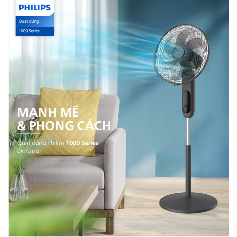 Quạt Đứng Philips CX1520/01 Bền Bỉ, Sang Trọng Chạy Êm | Hàng Chính Hãng BH 24 Tháng