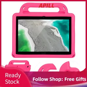 Apill 01 Vỏ bảo vệ máy tính bảng Bảo vệ màn hình Vỏ chống sốc Kích thước nhỏ Tay cầm bằng một tay thoải mái có chân đế gấp cho trẻ em (Đen