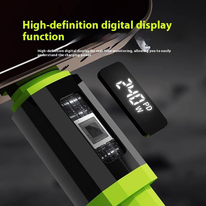 Cáp sạc nhanh JASMINE 240W 1.5m USB Type-C sang Type-C với màn hình nguồn thời gian thực cho doanh nhân Thiết bị di động học sinh JASMINE