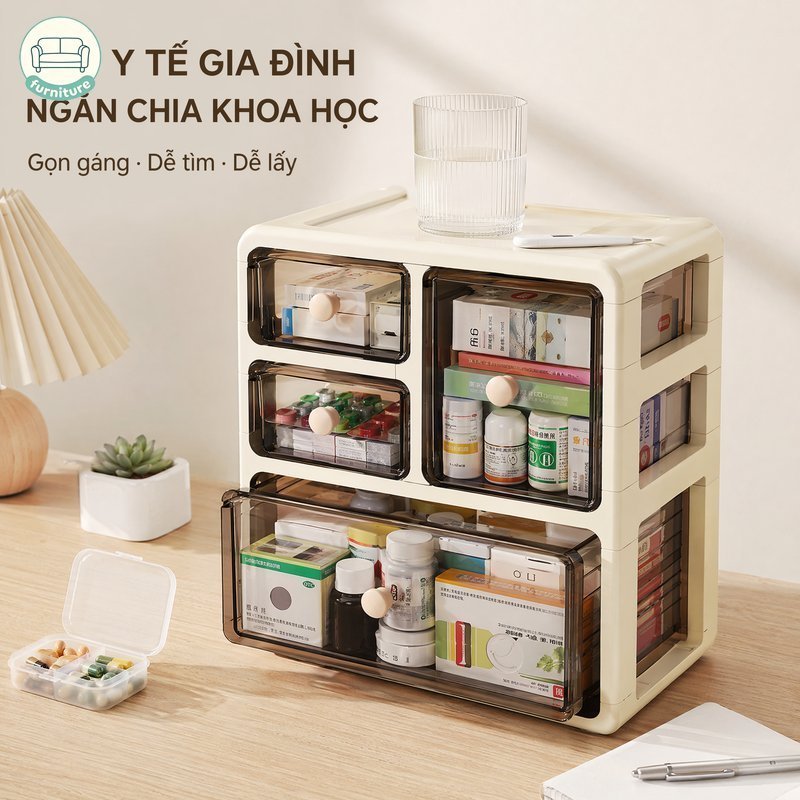 Tủ y tế gia đình, hộp sơ cứu di động, thiết kế nhiều ngăn, chống bụi và chống ẩm, chắc chắn và bền, dung tích lớn