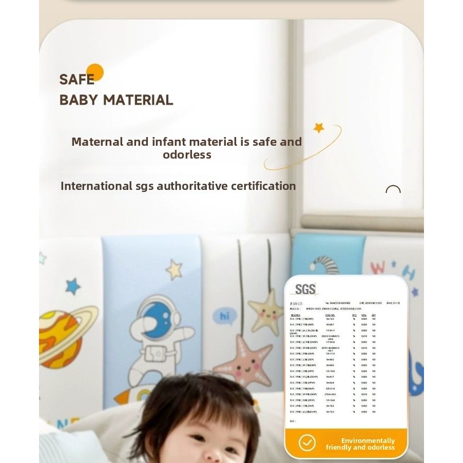 Đầu Giường Túi Mềm Tatami Phim Hoạt Hình Tường Xung Quanh Chống Va Chạm Tựa Lưng Cho Bé Đầu Giường Tự Dính Giường Bao Quanh Miếng Dán Tường Dày 8 Mm Environ