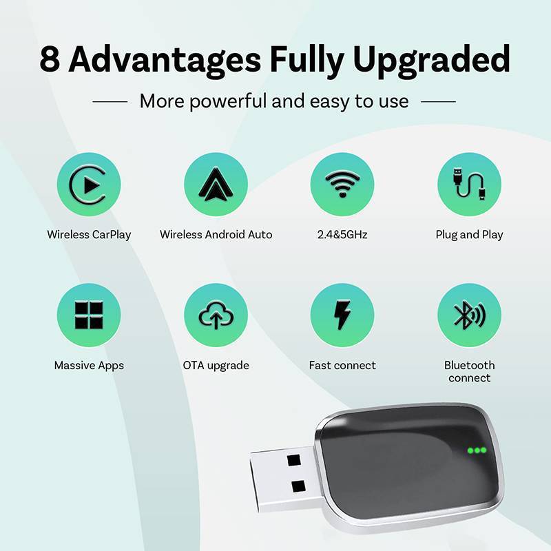 NS 2in1 Wireless CarPlay Android Auto Adapter AI Mini Box Plug & Play Kết nối tự động Tương thích với 99% ô tô cho đài phát thanh ô tô NS