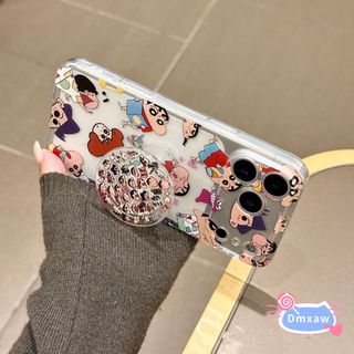 Ốp Điện Thoại Chân Đế Crayon Shin-chan Dễ Thương Cho Samsung Galaxy A07 A06 A05 A05s A04 A04s A04e A03 A03s A02 A02s F55 F23 F15 F12 F04 F02S C55 Vỏ Mềm Hoạt Hình Trong Suốt Có Dây Đeo