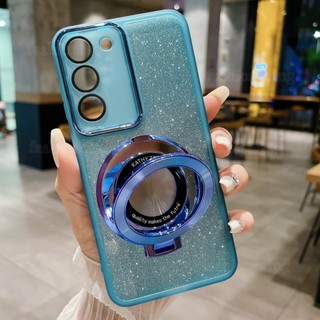 Dành Cho RealmeC100 5G Vỏ Cho Realme C100 i X C100i C100X C83 C 100 C 83 RealmeC83 Giá Đỡ Nhẫn Giá Đỡ Vỏ Điện Thoại Lá Bling Lấp Lánh Trong Suốt Acrylic Chống Sốc Ốp Lưng