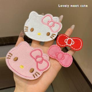 Kẹp tóc mái Hello Kitty dễ thương không đường may dành cho nữ, kẹp tóc duỗi thẳng, kẹp tóc mái nơ bằng khóa dán, phụ kiệ