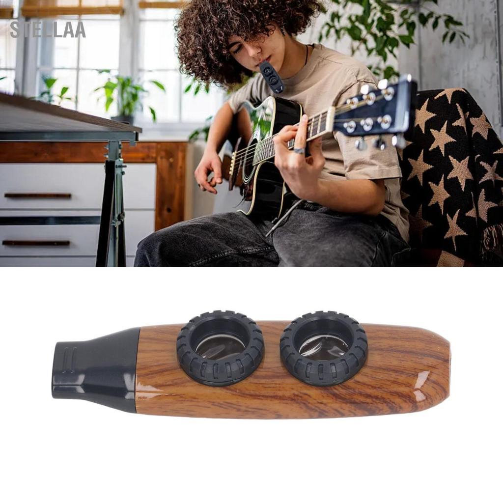 Stellaa Sáo Kèn Kèn Kazoo Dụng cụ gió ABS có thể điều chỉnh Màng ngăn tròn hai lỗ để cắm trại đi bộ đường dài (Sọc)