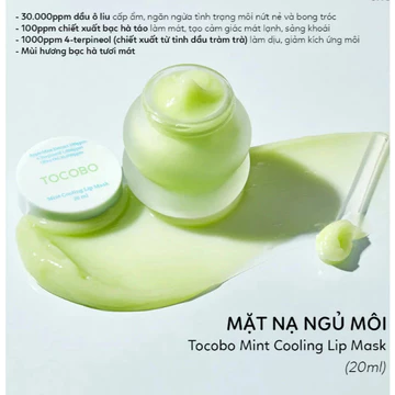 Mặt Nạ Môi TOCOBO Mint Cooling 20ml – Dạng Sáp/Thỏi, Làm Mát, Dưỡng Ẩm, Môi Mềm Mại
