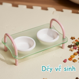 Bát Thú Cưng Có Thể Điều Chỉnh Chiều Cao Bảo Vệ Cổ Chống Trơn Trượt Miệng Rộng BPA Free Dễ Dàng Làm Sạch Cho Mèo Chó