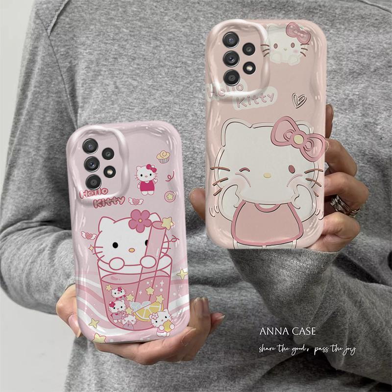 Ốp Lưng Cho Samsung Galaxy A13 A23 A32 A33 A52 A52S 4G 5G Phim Hoạt Hình Kem Cặp Đôi Mèo Mềm TPU 3D Sóng Silicon Vỏ Điện Thoại