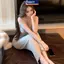 Đầm nữ dệt kim chữ thập vỏ rỗng style ballet, dài
