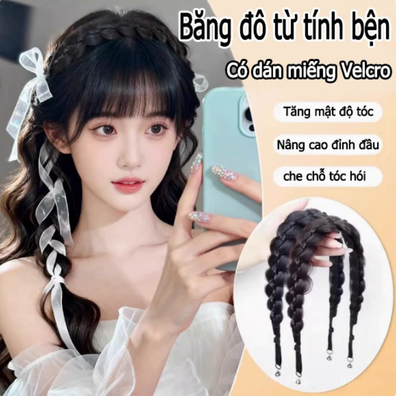 Băng đô từ tính bện,Băng Đô Tóc Giả,Băng đô bện kiểu đuôi cá,Dây Đội Đầu & Tóc Nối,Tạo Tháo 1 Giây,Tóc Dày Tự Nhiên