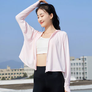 Ngoài Trời Mùa Hè Chống Tia UV Quần Áo Thoáng Khí Ice Silk Chống Nắng Áo Khoác Thể Thao Nữ Thể Dục Áo Khoác Ngoài