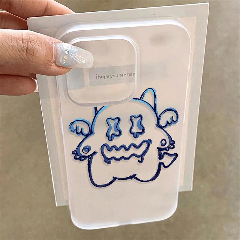 Blue Line Little Monster cho trường hợp iPhone 17pro iPhone 15/14/13pro Skin Scrub